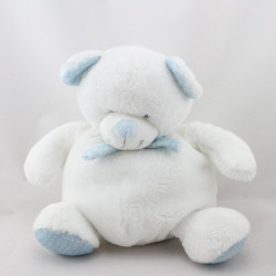 Doudou ours boule blanc bleu pois TEX BABY
