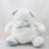 Doudou ours boule blanc bleu pois TEX BABY