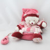Doudou plat marionnette chat Minouchette rose bordeaux DOUDOU ET COMPAGNIE