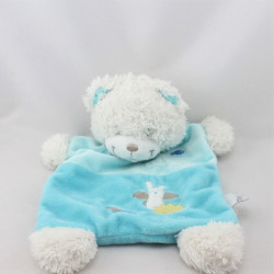 Doudou plat ours blanc bleu nuages ange TEX BABY
