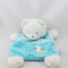 Doudou plat ours blanc bleu nuages ange TEX BABY