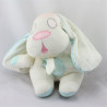 Ancien doudou peluche chien blanc bleu rose MUNDIA