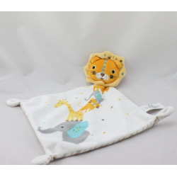 Doudou plat lion blanc orange rayé beige KIABI SIMBA TOYS