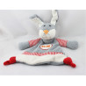 Doudou plat lapin gris blanc rouge STERNTALER