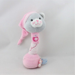 Doudou baton hochet chat rose pomme GIPSY