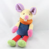 Doudou souris jaune bleu rouge rose vert mauve rayé CMI
