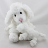 Doudou chien caniche blanc avec bébé NOUNOURS