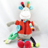 Doudou eveil girafe grise rouge bleu vert pois rayures NICOTOY
