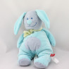 Doudou musical Lapin bleu foulard jaune TEX 