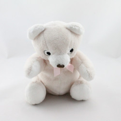 Doudou ours beige blanc noeud ruban rose HM H ET M H&M