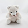 Doudou ours beige blanc noeud ruban rose HM H ET M H&M