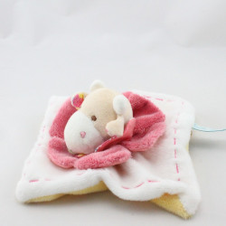 Doudou et compagnie plat vache blanc rose jaune Pistache