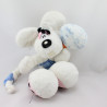 Doudou souris blanche bleu avec hochet DIDDL