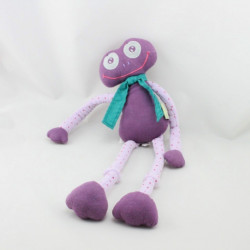 Doudou grenouille violet mauve pois EURODIF