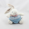 Petit Doudou lapin boule blanc bleu foulard rose NATURE ET DECOUVERTE
