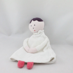 Doudou plat marionnette poupée ange blanc rose violet JACADI