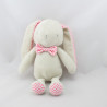 Doudou Lapin écru beige vichy rose KLORANE