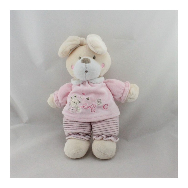 Doudou lapin rose velours ABC KITCHOUN KIABI NICOTOY