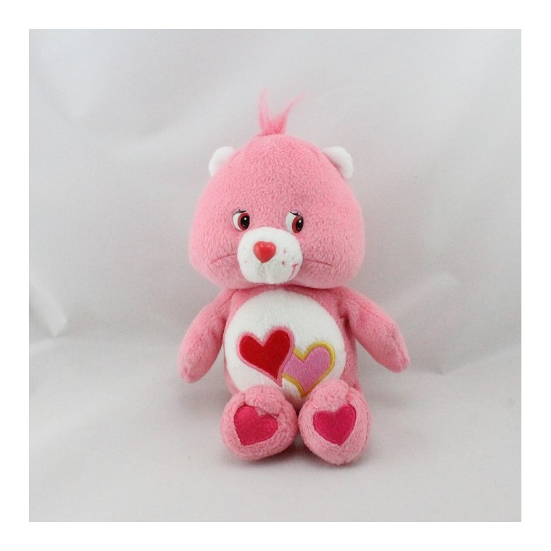 Peluche Bisounours rose Groschéri avec 2 coeurs CARE BEARS 29 cm