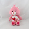 Peluche Bisounours rose Groschéri avec 2 coeurs CARE BEARS 29 cm