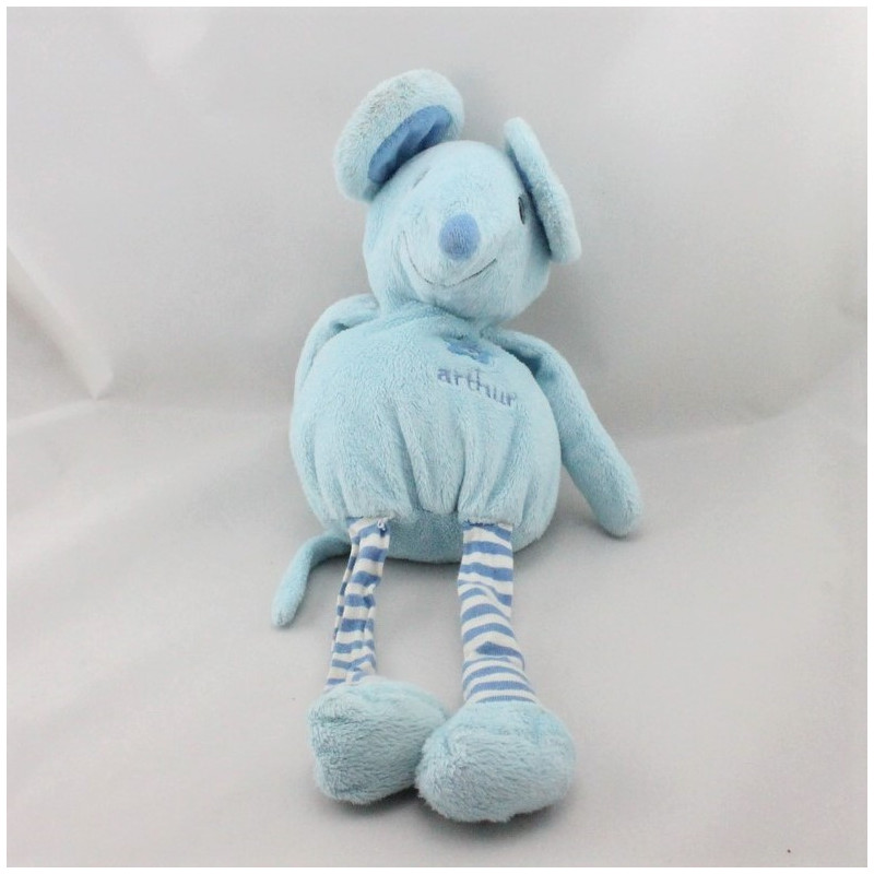 Doudou souris bleu Arthur et Lola BEBISOL