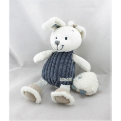 Doudou musical lapin blanc bleu marine baby NICOTOY