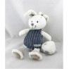 Doudou musical lapin blanc bleu marine baby NICOTOY