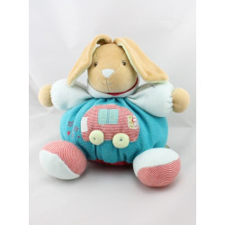 Doudou lapin boule bleu vert rouge rayé voiture Bliss KALOO