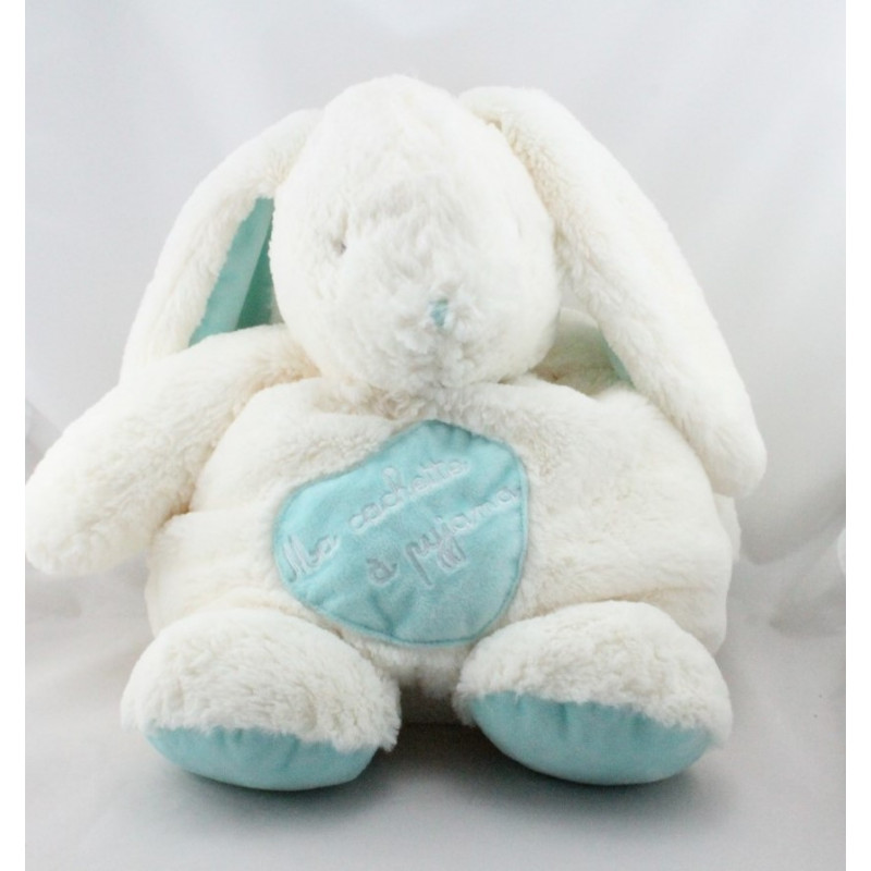 Doudou lapin blanc bleu Ma cachette à pyjama BABY NAT