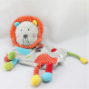 Doudou plat lion gris orange rouge bleu jaune vert NICOTOY