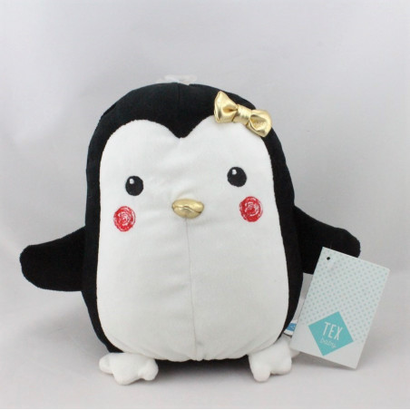 Doudou manchot pingouin noir blanc doré TEX BABY