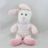 Doudou chien blanc rose rayé Luminou 