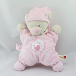 Doudou semi plat ours rose oiseau étoile NICOTOY 