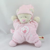 Doudou semi plat ours rose oiseau étoile NICOTOY 