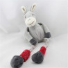Doudou ane gris rouge aux longues pattes LES PETITES MARIE