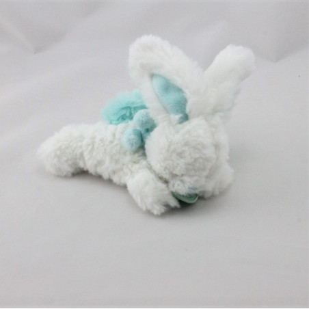 Doudou et compagnie lapin blanc bleu Pompon attache tétine