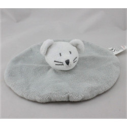 Doudou plat rond souris grise GRAIN DE BLE