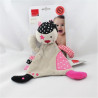 Doudou plat chat beige rose noir étoiles INFLUX