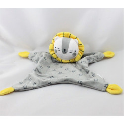 Doudou plat lion gris jaune étoiles ZEEMAN