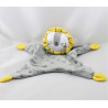 Doudou plat lion gris jaune étoiles ZEEMAN