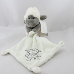 Doudou mouton blanc gris mouchoir I2C KIABI BEBE