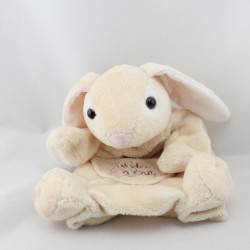 Doudou marionnette lapin écru rose HISTOIRE D'OURS