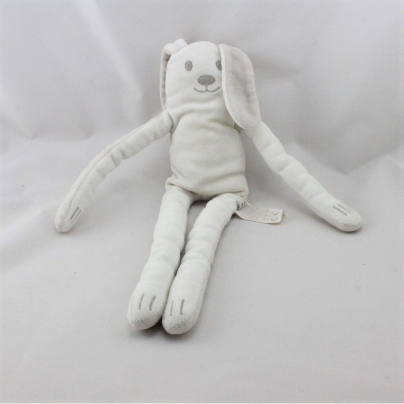 Doudou lapin gris blanc aux grandes pattes DPAM