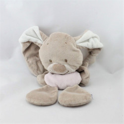 Doudou semi plat lapin beige rose NATTOU