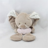 Doudou semi plat lapin beige rose NATTOU