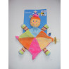 Doudou plat tortue fleur sur la tête multicolore MOTS D'ENFANTS