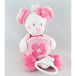 Doudou musical Mimi la souris rose fleurs NICOTOY KIABI