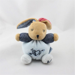 Mini Doudou lapin bleu jean rouge Denim KALOO