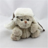 Peluche ours beige bonnet aviateur BUKOWSKI  16 cm