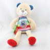 Doudou ours beige laine bleu vert rose rouge hochet NICOTOYaine bleu vert rose rouge hochet NICOTOY
